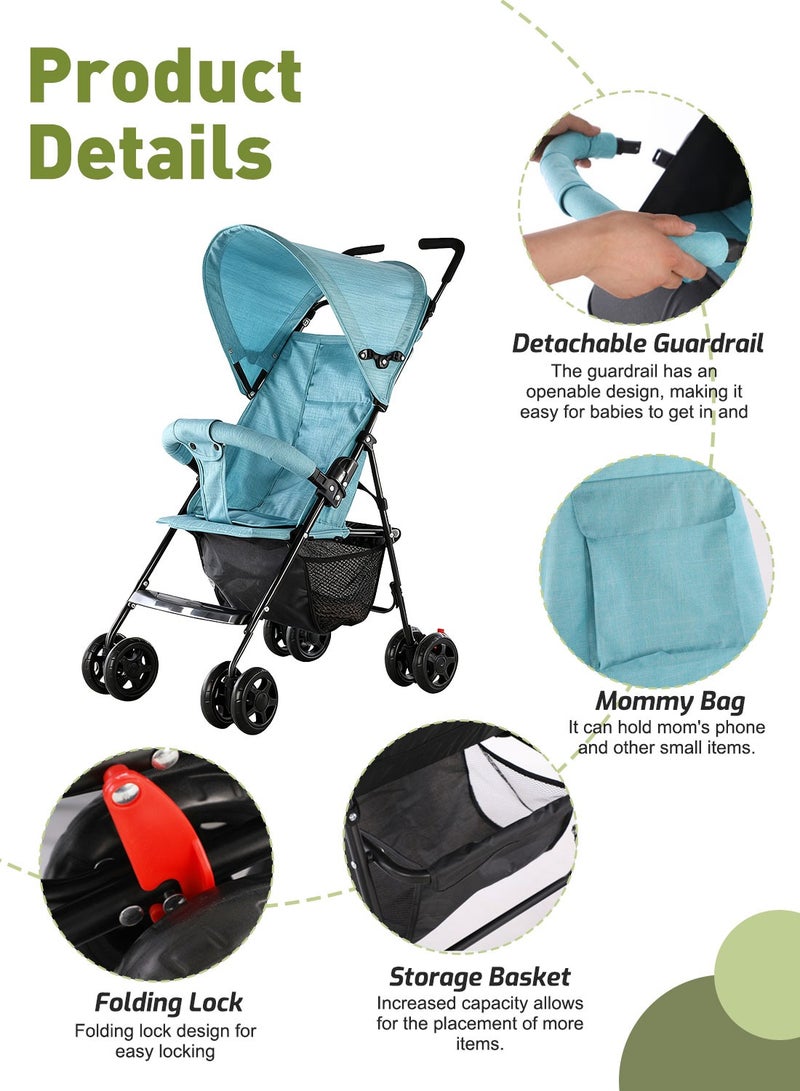 ما بيبي عربات أطفال صغار خفيفة الوزن، عربة سفر للأطفال الصغار سهلة الطي، عربة أطفال صغيرة مع مظلة - Image 2