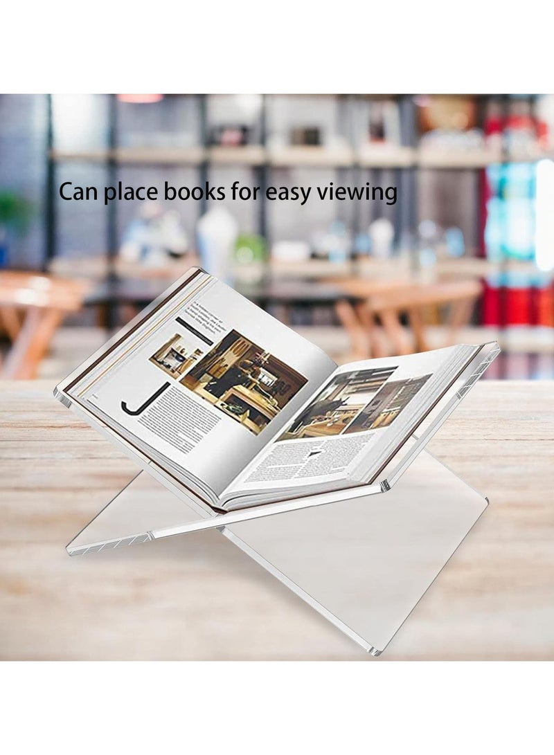 Flushrenic Acrylic Book Stand,Extra Thick Clear X-Shaped Holder, 1250*1850mm, Supports Up to 11 lbs,Tabletop Display Rack for Reading, Home & Office Use - Image 2
