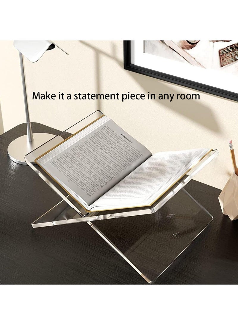 Flushrenic Acrylic Book Stand,Extra Thick Clear X-Shaped Holder, 1250*1850mm, Supports Up to 11 lbs,Tabletop Display Rack for Reading, Home & Office Use - Image 3
