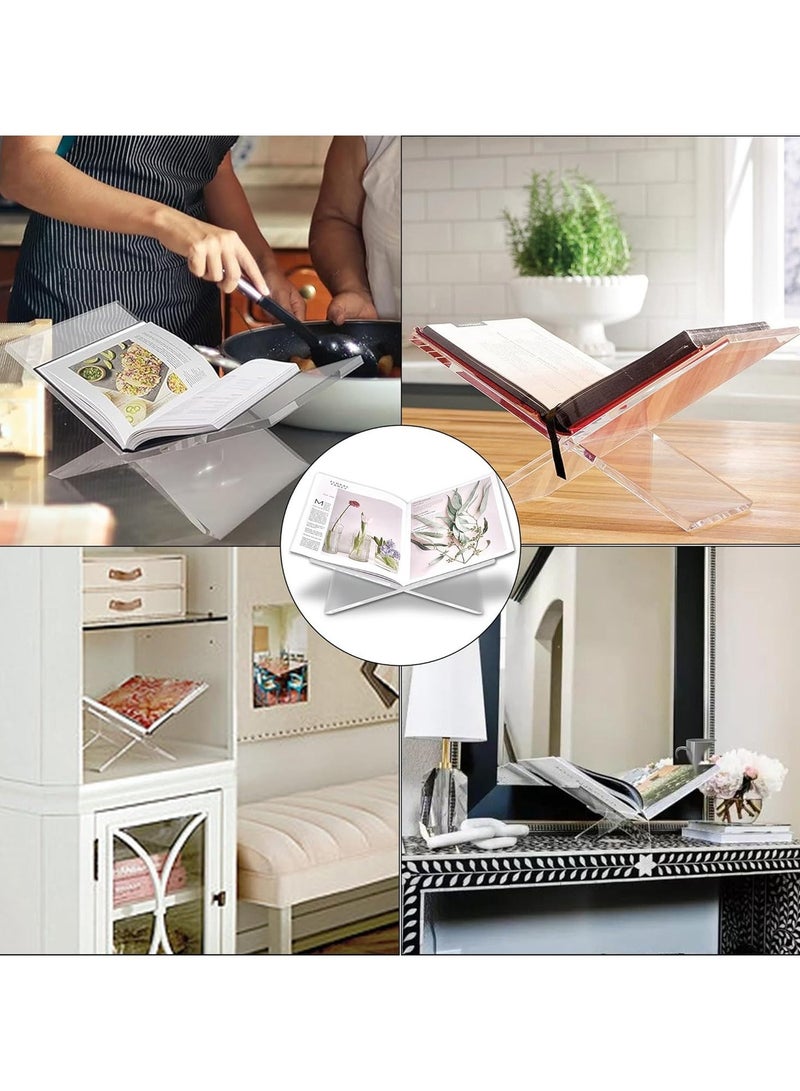 Flushrenic Acrylic Book Stand,Extra Thick Clear X-Shaped Holder, 1250*1850mm, Supports Up to 11 lbs,Tabletop Display Rack for Reading, Home & Office Use - Image 4