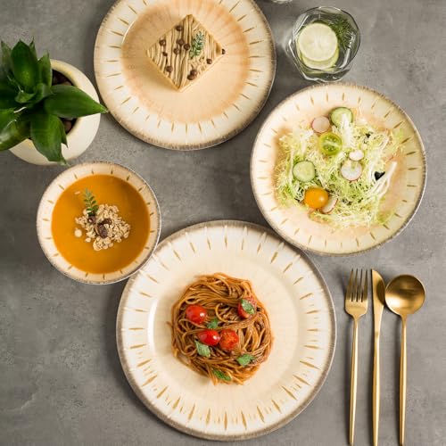 Miss Yip MissYip Melamine Dinnerware Set, 16 Piece for 4, Unbreakable Kitchen Plastic Plates and Bowls set, Indoor and Outdoor Use Tableware, BPA Free, Dishwasher Safe, Not Microwave, Not Oven(Cream) - Image 4
