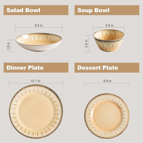 Miss Yip MissYip Melamine Dinnerware Set, 16 Piece for 4, Unbreakable Kitchen Plastic Plates and Bowls set, Indoor and Outdoor Use Tableware, BPA Free, Dishwasher Safe, Not Microwave, Not Oven(Cream) - Image 2