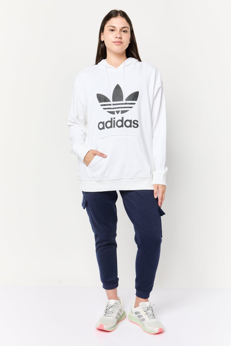 adidas Originals Women Sportswear Fit Long Sleeve Outdoor Hoodies, White  - Image 2