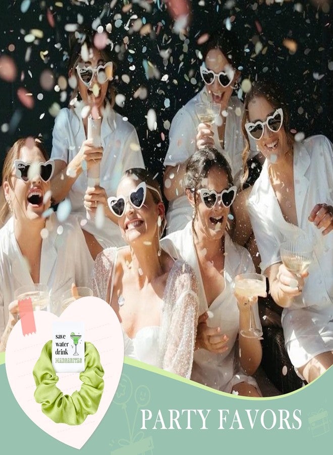 CEELGON Margaritas Bachelorette Party Favors Set of 8 Green Themed Bridesmaid Proposal Gifts Satin Scrunchies Hair Ties Bridal Shower Wedding Favors for Women - Image 3