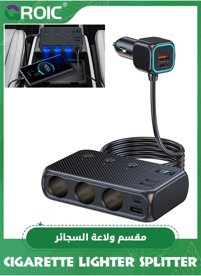 GROIC - محول ولاعة سجائر 9 في 1، موزع ولاعة سجائر، محول شاحن سيارة 154 وات مع شحن PD/QC 3.0، موزع ولاعة سجائر 24 فولت/12 فولت مع مفاتيح مستقلة وشاشة عرض جهد LED - Image 1
