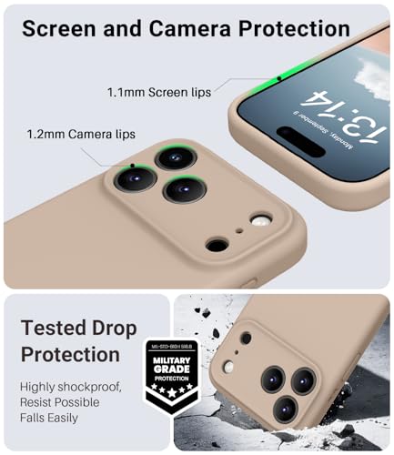 OTOFLY Magnetic for iPhone 17 Pro Max Case,Compatible with Magsafe,Classic Liquid Silicone Mobile Phone Case,Integrated Camera Control Button,Anti-Scratch Microfiber Lining, Light Coffee Brown - Image 5
