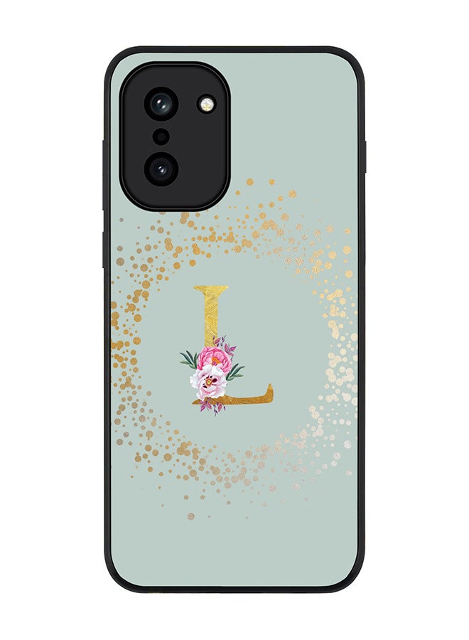 For OnePlus 15R Case,Slim fit Camera Protection, Shockproof Thin Phone cover  - Custom Monogram Floral - L  (Light Grey )