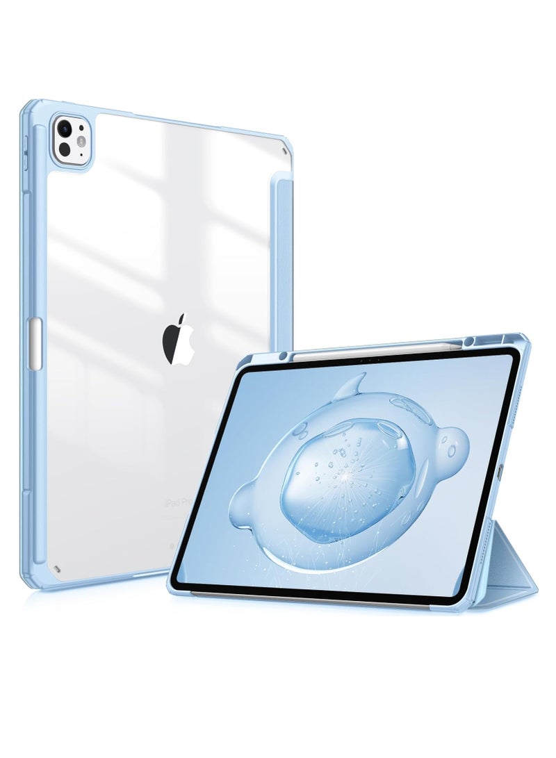 إيفو جراب جديد متوافق مع iPad Pro 11 بوصة 2024 M4 مع حامل قلم مدمج، جراب لجهاز iPad Pro 11 مع غلاف خلفي شفاف صلب، يدعم Pencil Pro وPencil (USB-C)، إيقاظ/سكون تلقائي، أزرق سماوي - Image 1