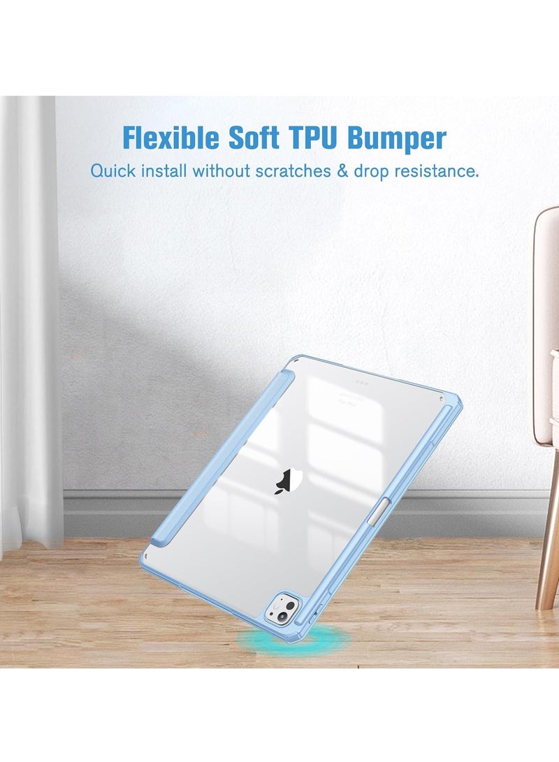 إيفو جراب جديد متوافق مع iPad Pro 11 بوصة 2024 M4 مع حامل قلم مدمج، جراب لجهاز iPad Pro 11 مع غلاف خلفي شفاف صلب، يدعم Pencil Pro وPencil (USB-C)، إيقاظ/سكون تلقائي، أزرق سماوي - Image 5