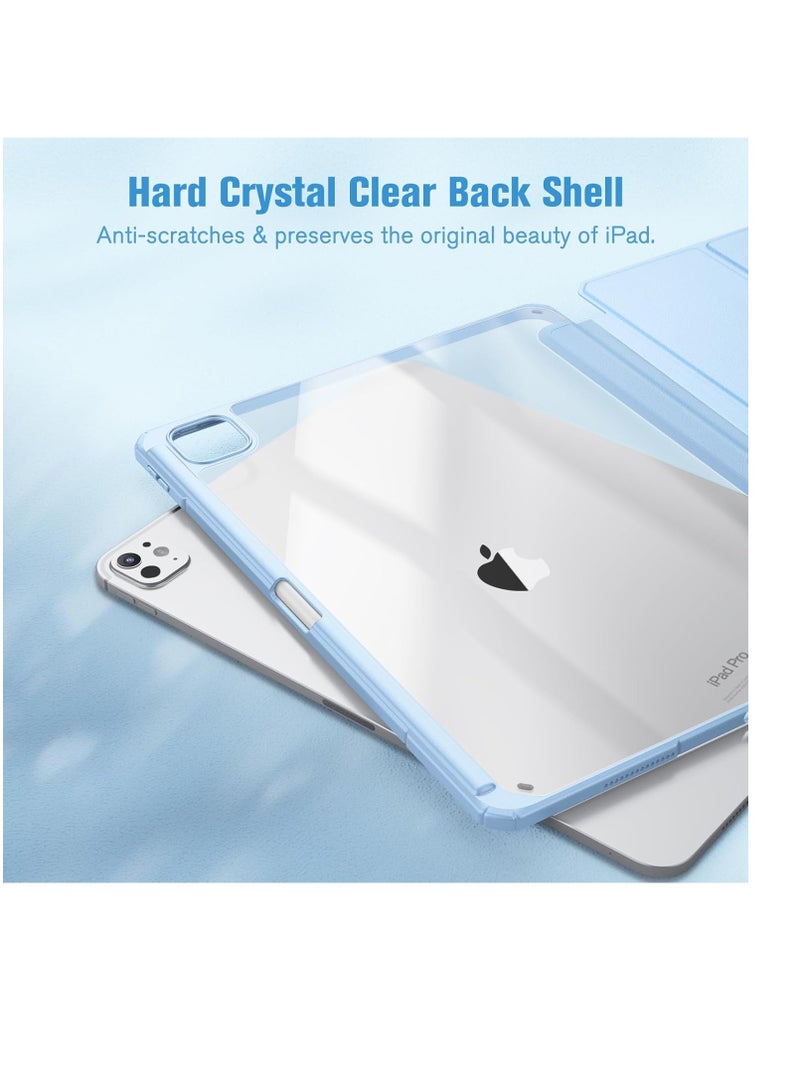 إيفو جراب جديد متوافق مع iPad Pro 11 بوصة 2024 M4 مع حامل قلم مدمج، جراب لجهاز iPad Pro 11 مع غلاف خلفي شفاف صلب، يدعم Pencil Pro وPencil (USB-C)، إيقاظ/سكون تلقائي، أزرق سماوي - Image 3