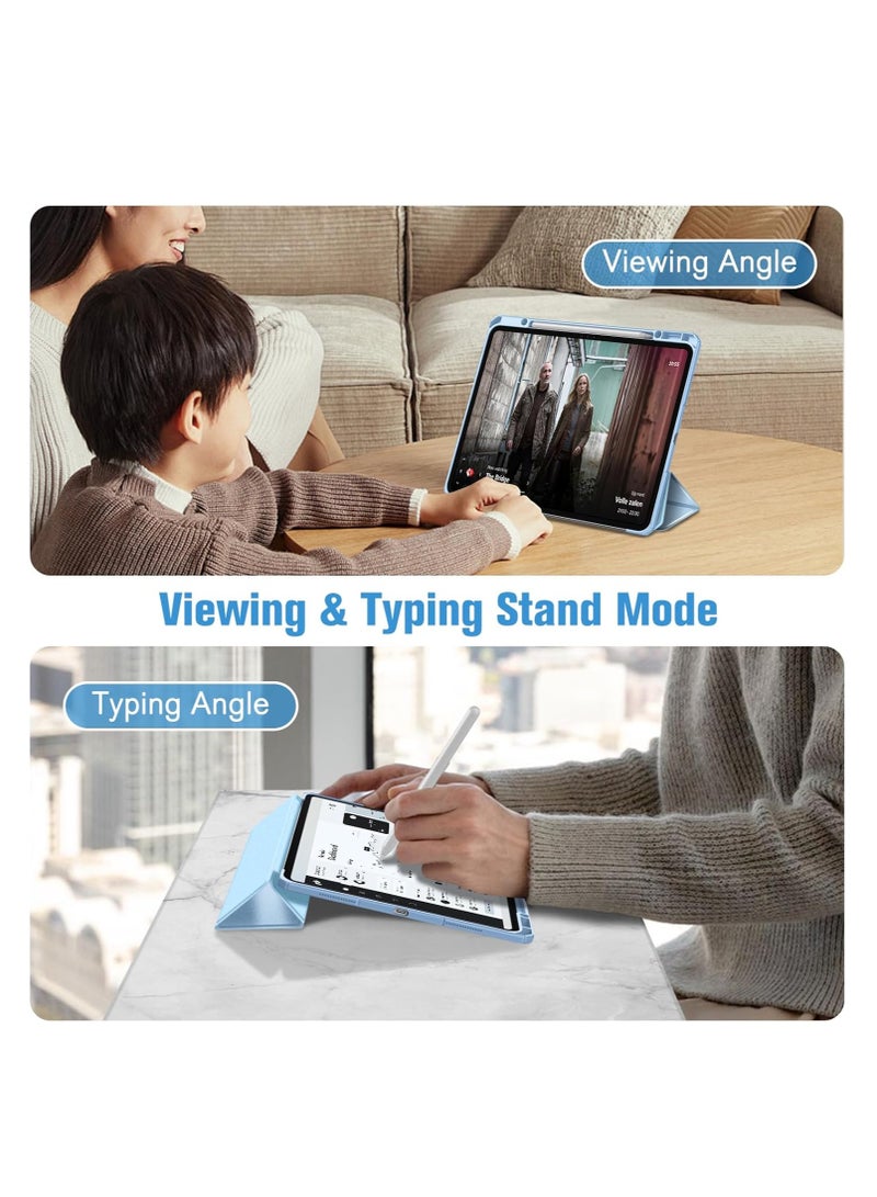 إيفو جراب جديد متوافق مع iPad Pro 11 بوصة 2024 M4 مع حامل قلم مدمج، جراب لجهاز iPad Pro 11 مع غلاف خلفي شفاف صلب، يدعم Pencil Pro وPencil (USB-C)، إيقاظ/سكون تلقائي، أزرق سماوي - Image 2