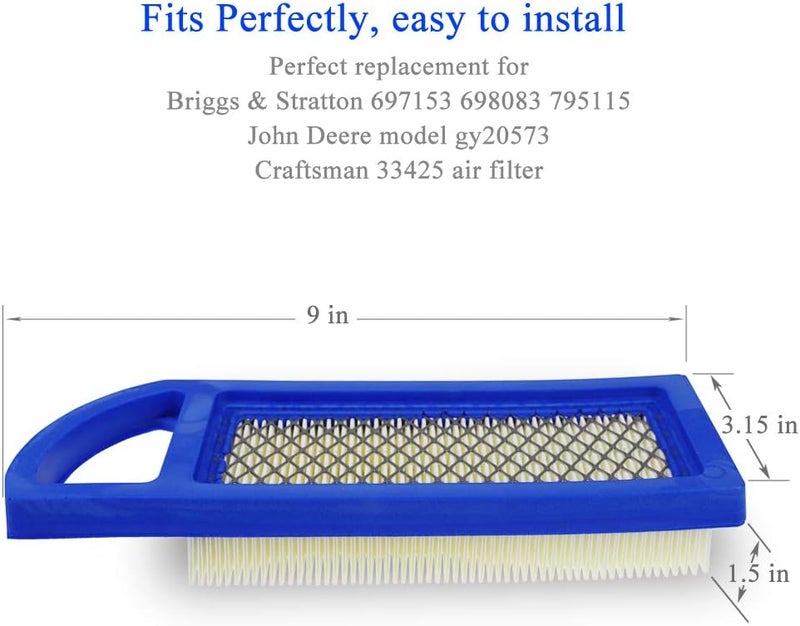 Ferilter Air Filter for Briggs and Stratton 698083 795115 Air Filter for MTD Toro Craftsman 33425 LT1000 LT3000 Riding Mower 697015 Pre Filter 697153 797008 697634 Filter Pack of 2 - Image 3