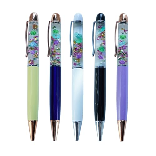 Sikyby Turtle Glow In The Dark Cute 3D Floater Liquid Writing Journaling Office Pen Unique Gifts Set of 5 Pens - Image 1