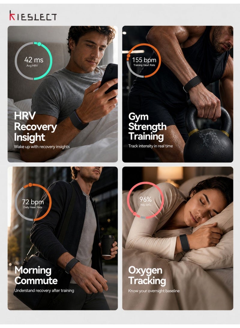 KIESLECT Free App; Comfortable For 24/7 Wear; All-Day Monitoring And Tracking, Including Heart Rate, Stress, Blood Oxygen, And Menstrual Cycle Reminders;14+ Days Battery Life. - Image 3