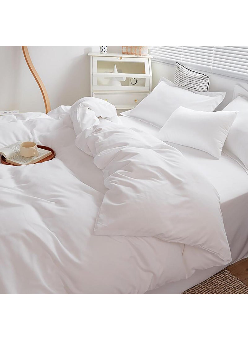 Cottonight Cottonight White Comforter Sets Full Solid White Bedding Comforter Set Full Plain White Cozy Breathable Cotton Quilts Blanket Soft Breathable Hotel Bedding Set with 2 Pillowcases for Women Men  - Image 5