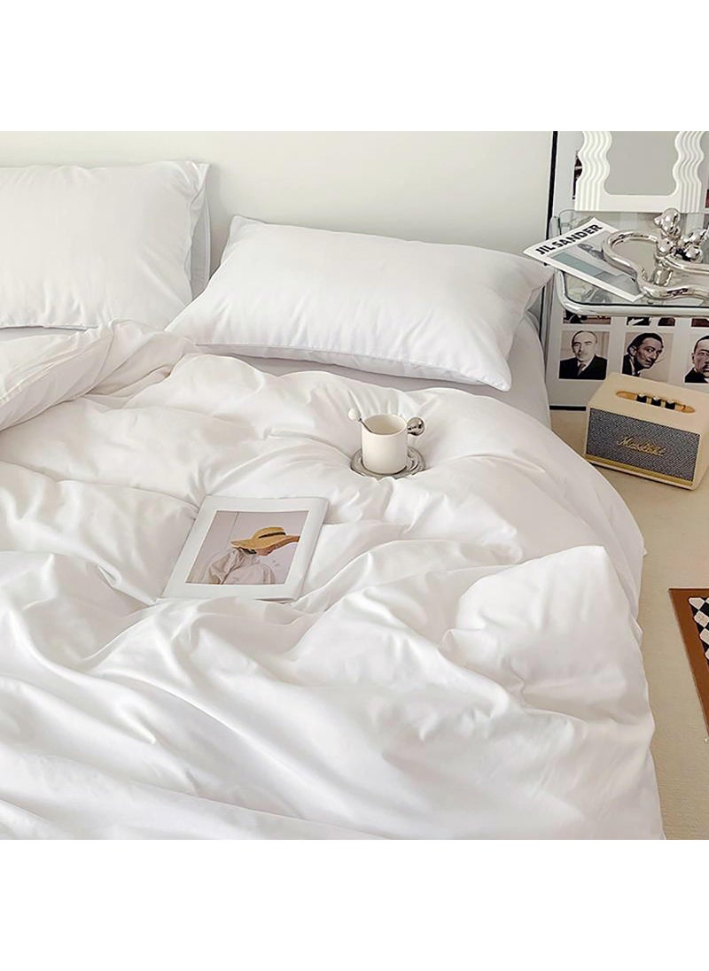 Cottonight Cottonight White Comforter Sets Full Solid White Bedding Comforter Set Full Plain White Cozy Breathable Cotton Quilts Blanket Soft Breathable Hotel Bedding Set with 2 Pillowcases for Women Men  - Image 3