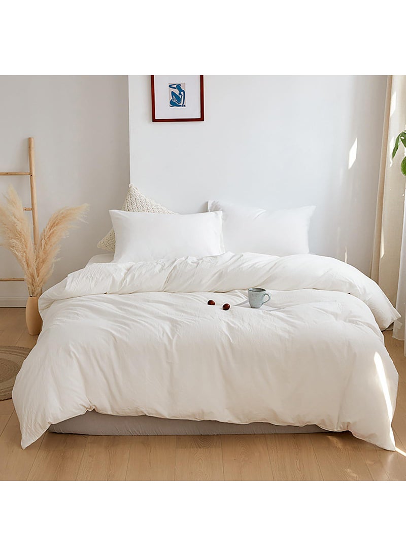 Cottonight Cottonight White Comforter Sets Full Solid White Bedding Comforter Set Full Plain White Cozy Breathable Cotton Quilts Blanket Soft Breathable Hotel Bedding Set with 2 Pillowcases for Women Men  - Image 1