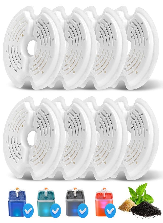 Baofum 8 Pack Cat Water Fountain Filter Replacement, Quadruple Filtration Cat Fountain Filter for 67oz/2L Pet Dog Water Dispenser, Pet Fountain Filter Replacement - Image 1