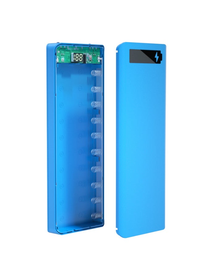 Welding-free 10 18650 Battery Charging Box Mobile Power Shell Nesting Digital Display DIY Charging Treasure Kit-Color:Blue-Power Capacity:Motherboard + Shell (welding-free)  - Image 1