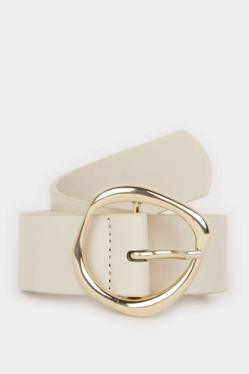 ديفاكتو Woman Oval Buckle Faux Leather Jean Belt