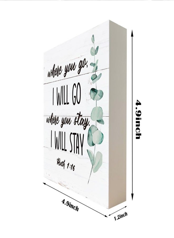 Razpah Christian Sign, Wooden Box Sign Desk Decor, Inspirational Wood Sign, Freestanding Wood Home Decorations for Living Room, Ruth 1:16 - Where You Go I Will Go Where You Stay I Will Stay Sign - Image 2