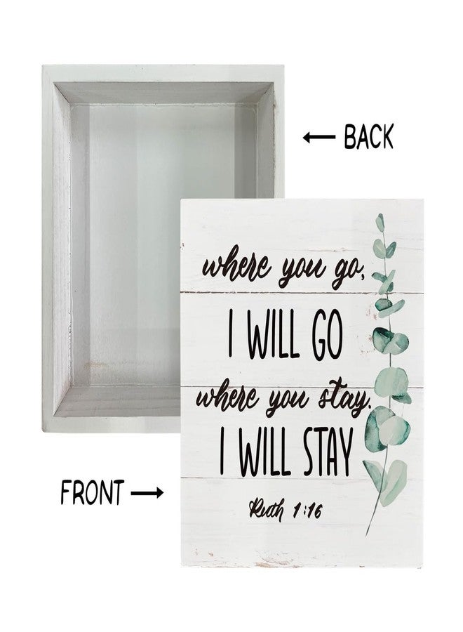 Razpah Christian Sign, Wooden Box Sign Desk Decor, Inspirational Wood Sign, Freestanding Wood Home Decorations for Living Room, Ruth 1:16 - Where You Go I Will Go Where You Stay I Will Stay Sign - Image 3