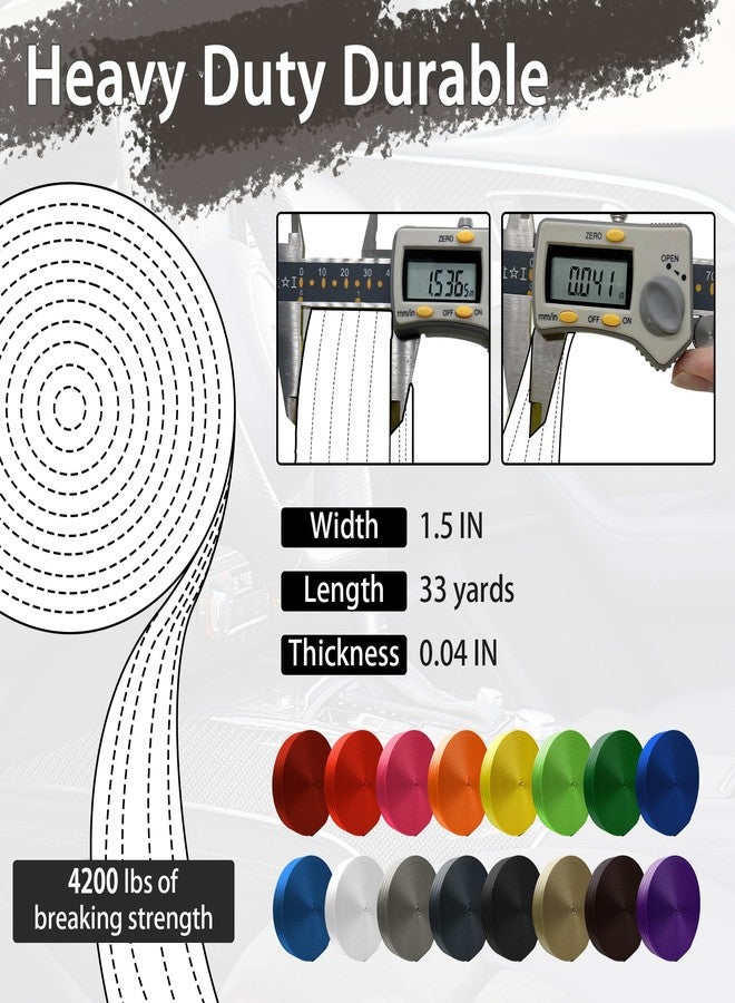 WEBSUKA Polyester Webbing Strap 16+Colors – 1"&1.5"&1.9" – 16.5 25 33 55 Yards Heavy Duty Webbing Roll, Flat Webbing Strap for Indoor&Outdoor Gear, Climbing, DIY Crafting, Repairing 1.5" 33yards - Image 2