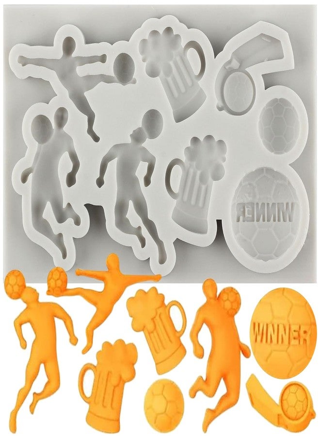 MINFEIDMS Football Theme Fondant Molds Football Silicone Mold Beer Whistle Chocolate Molds For Cake Decorating Cupcake Topper Candy Sugar Craft Polymer Clay Gum Paste - Image 1