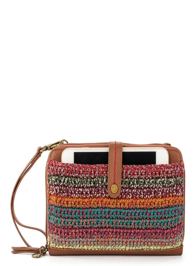 The Sak Iris Hand-Crochet, Recycled Polypropylene Yarn Smartphone Crossbody, Sunset Stripe - Image 1