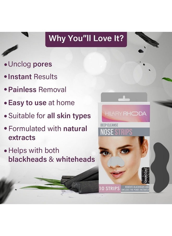Hilary Rhoda - Deep Cleanse Nose Strips | Instant Removal | Removes Blackheads | Removes Whiteheads | Deep Cleanses Skin & Removes Dirt & Oil | Formulated With Natural Extracts | 10 Strips - Image 1
