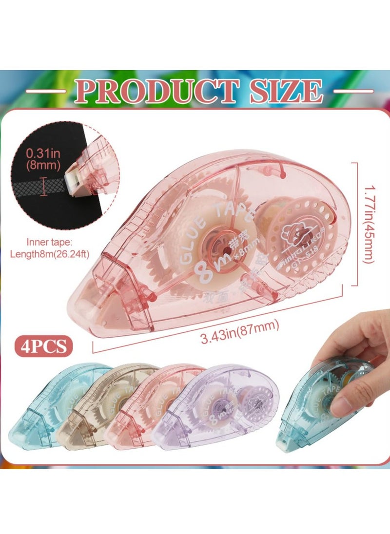 Oasisgalore - 4 Pack Double Sided Tape Roller, Scrapbooking Adhesive Tape Runner, Sticky Glue Tape for Crafts and Arts Projects. - Image 1