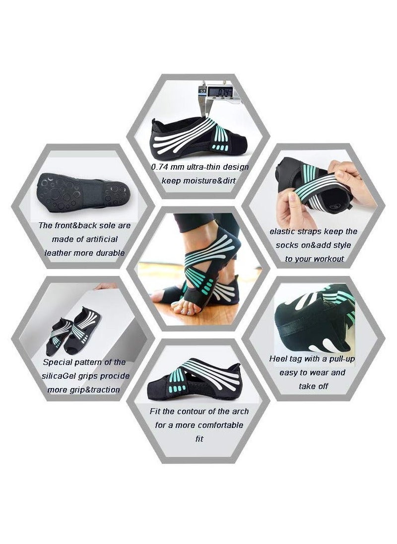 Y&D - Yoga Socks - Non-Slip Toeless with Grips & Straps Perfect for Pilates, Barre, Ballet, Bikram, Workouts Ideal Women - Image 1