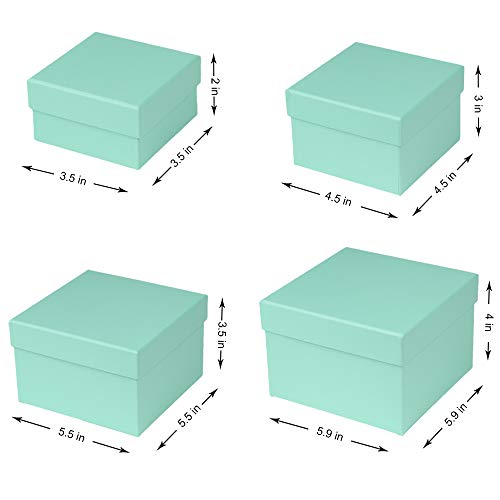 Briful Square Gift Boxes with Lids Set of 4 Teal Green Gift Box Assorted Sizes Nesting Gift Boxes for Presents Birthday Bridesmaid Wedding Valentines Christmas Party Favor Boxes - Image 2