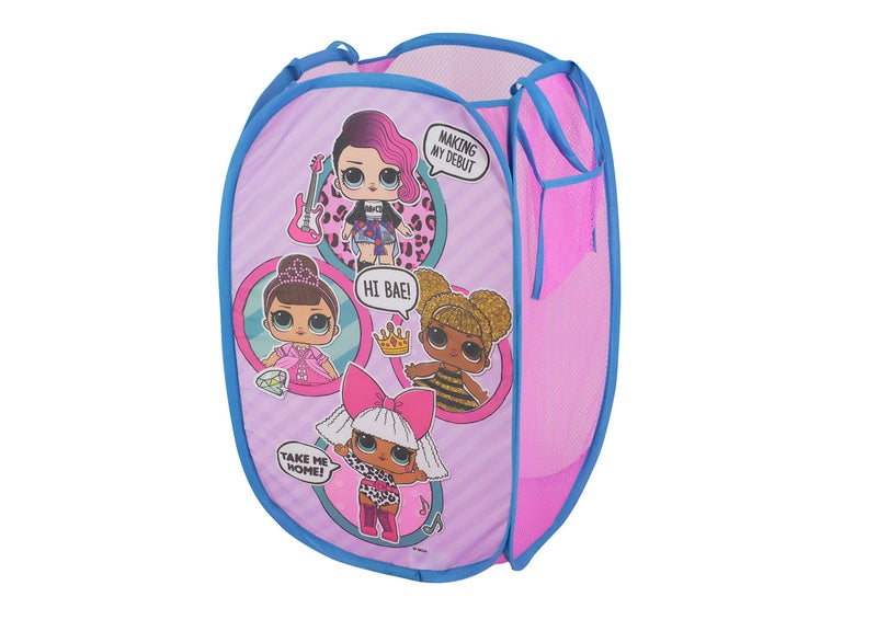 Idea Nuova LOL Surprise Pop Up Laundry Hamper,Pink Kids Clothes Storage with Durable Carry Handles, 21" H x 13.5" W x 13.5" L - Image 1