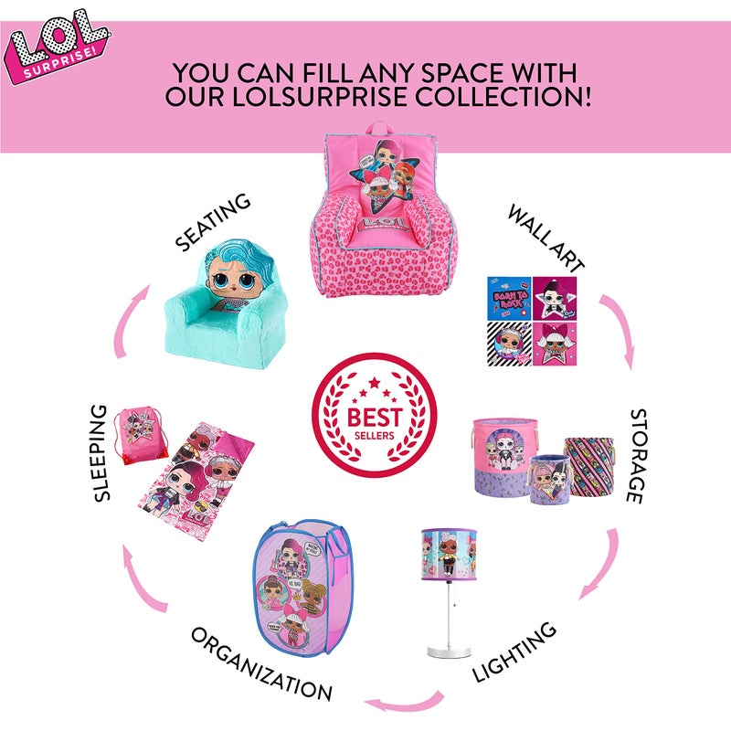 Idea Nuova LOL Surprise Pop Up Laundry Hamper,Pink Kids Clothes Storage with Durable Carry Handles, 21" H x 13.5" W x 13.5" L - Image 2