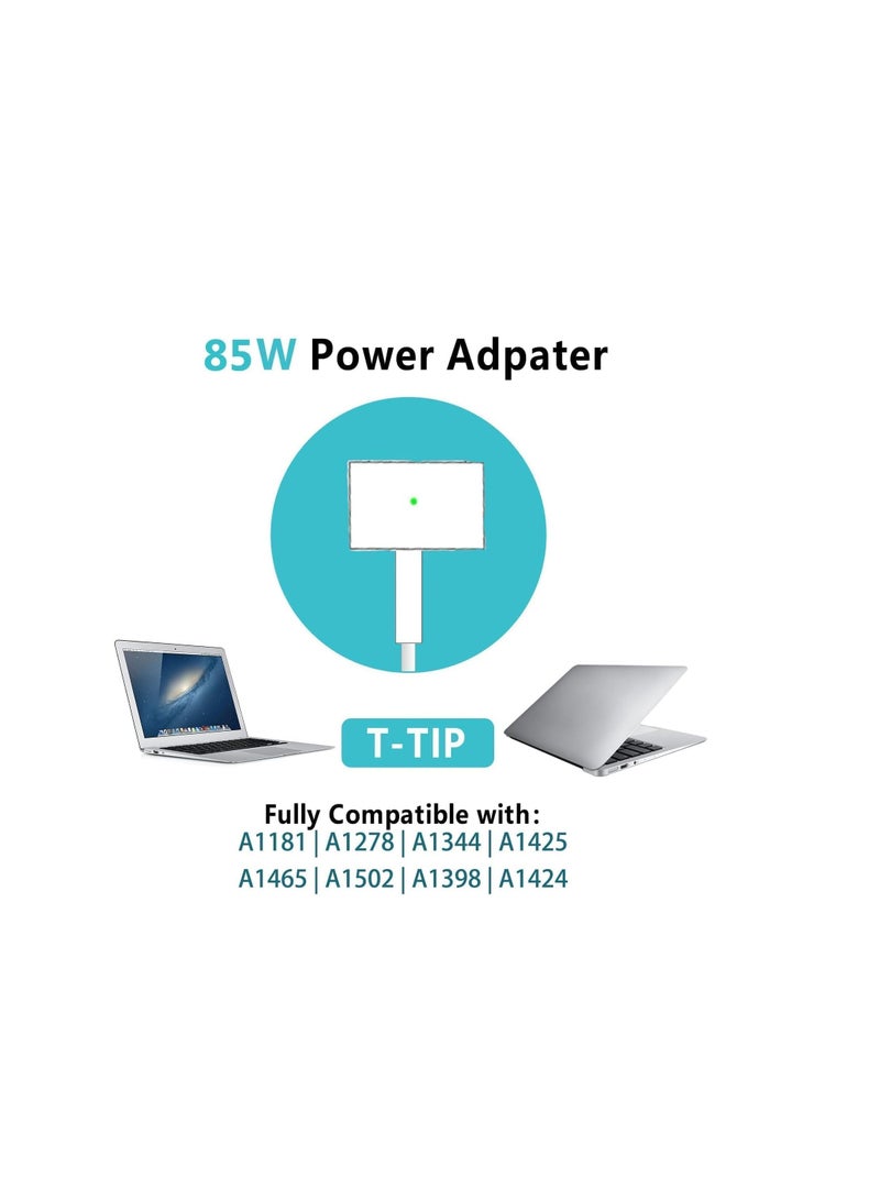 Terabyte 85W Replacement Charger 85W T-Tip power adapter compatible with MacBook Pro 13-inch, 15-inch, and 17-inch Mac Book Air models 11-inch and 13-inch. Released Models in 2012, 2013, 2014, and 2015.  - Image 2