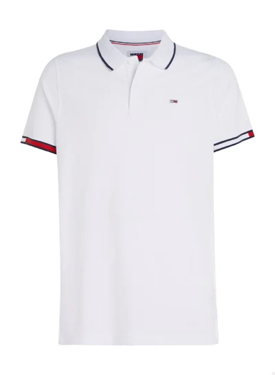 TOMMY JEANS Men's Slim Fit Polo - Cotton, White
