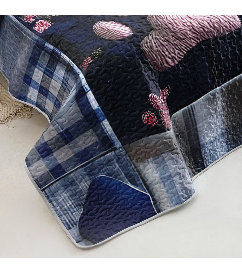 King Size Multicolor Paw Print Quilt Set Durable High Definition Print Breathable Easy Care - Image 5