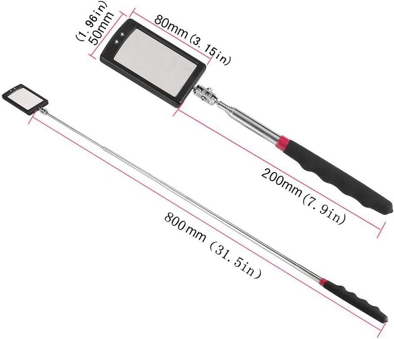 Ailenyun Telescopic Inspection Mirror with 2LED Lights, Telescopic Mirror Round Mirror, Telescopic Magnetic Pickup with LED Lights Tool kit. - Image 3