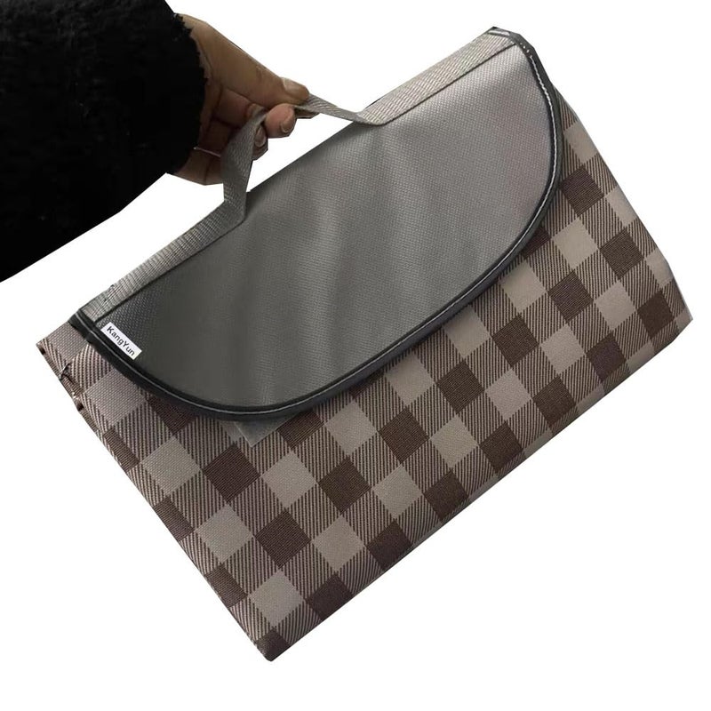 PUPOPIK Outdoor Picnic Blanket, Foldable Waterproof Sand Beach Mat,Large 80x60in Beach Camping Hiking Travel Family Concerts Portable Beach Blankets (Brown) - Image 2