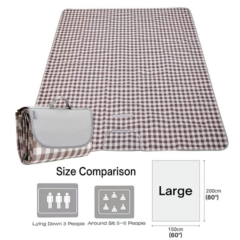 PUPOPIK Outdoor Picnic Blanket, Foldable Waterproof Sand Beach Mat,Large 80x60in Beach Camping Hiking Travel Family Concerts Portable Beach Blankets (Brown) - Image 5