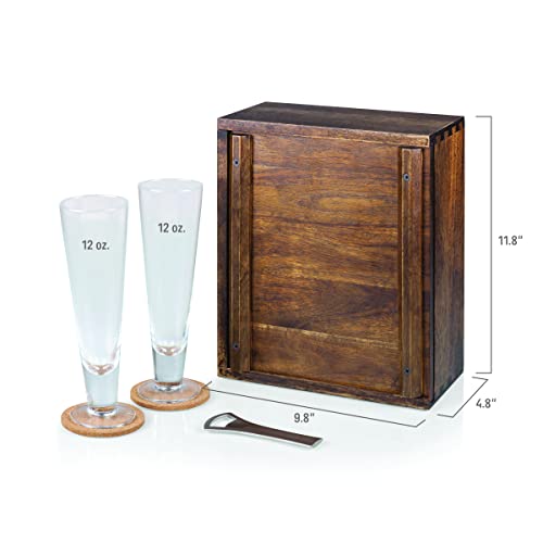 PICNIC TIME - Pilsner Craft Beer Set with 2 Beer Glasses - Gift For Beer Lovers, (Acacia Wood) - Image 4