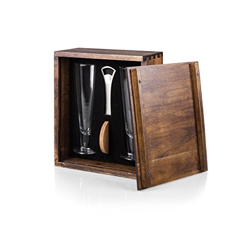 PICNIC TIME - Pilsner Craft Beer Set with 2 Beer Glasses - Gift For Beer Lovers, (Acacia Wood) - Image 3