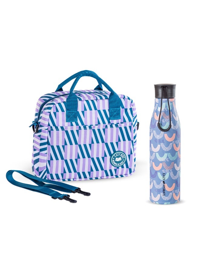 Eazy Kids Eazy Kids Steel Water Bottle w/ Lunch Bag, 760ml Half Moon - Image 1