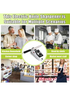 Hihonor Electric Knife Sharpener, Professional Knife Sharpener Tool for Home, Double Sided Knife Sharpener, 5 Seconds for Quick Sharpening & Polishing with Protective Cover, USB  - Image 2