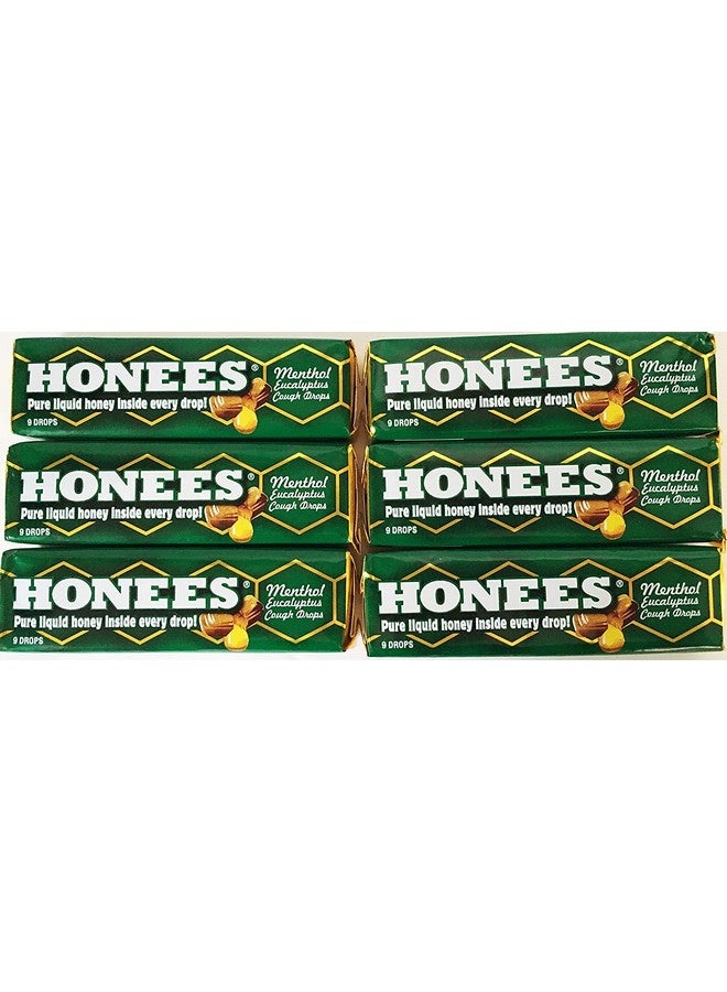 Honees All Natural Menthol Eucalyptus Cough Drops 9 Lozenges Per Bar (Pack Of 6) - Image 1