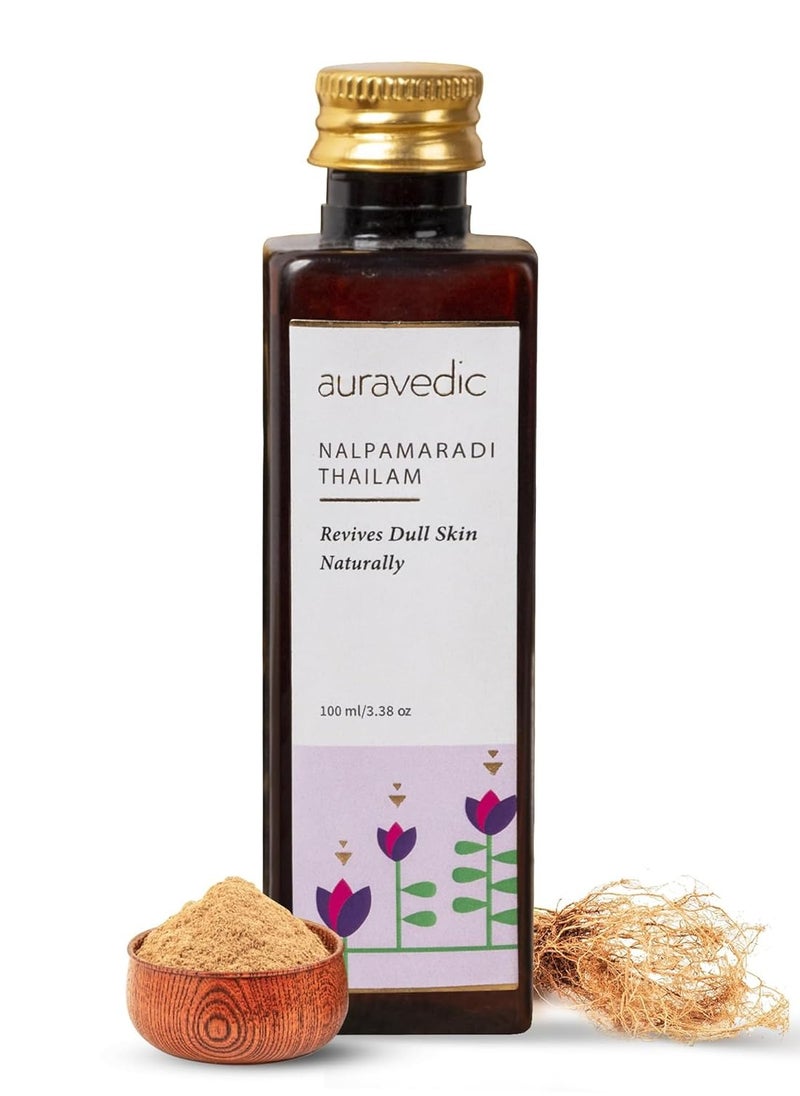 Auravedic Nalpamaradi Thailam Face Oil | Ayurvedic Massage Oil | Helps Revive Dull Skin & Reduce Facial Lines | Natural Moisturization with Vetiver & Sandalwood | 3.38 Fl Oz (100ml)  - Image 1