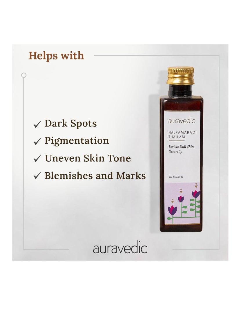 Auravedic Nalpamaradi Thailam Face Oil | Ayurvedic Massage Oil | Helps Revive Dull Skin & Reduce Facial Lines | Natural Moisturization with Vetiver & Sandalwood | 3.38 Fl Oz (100ml)  - Image 2