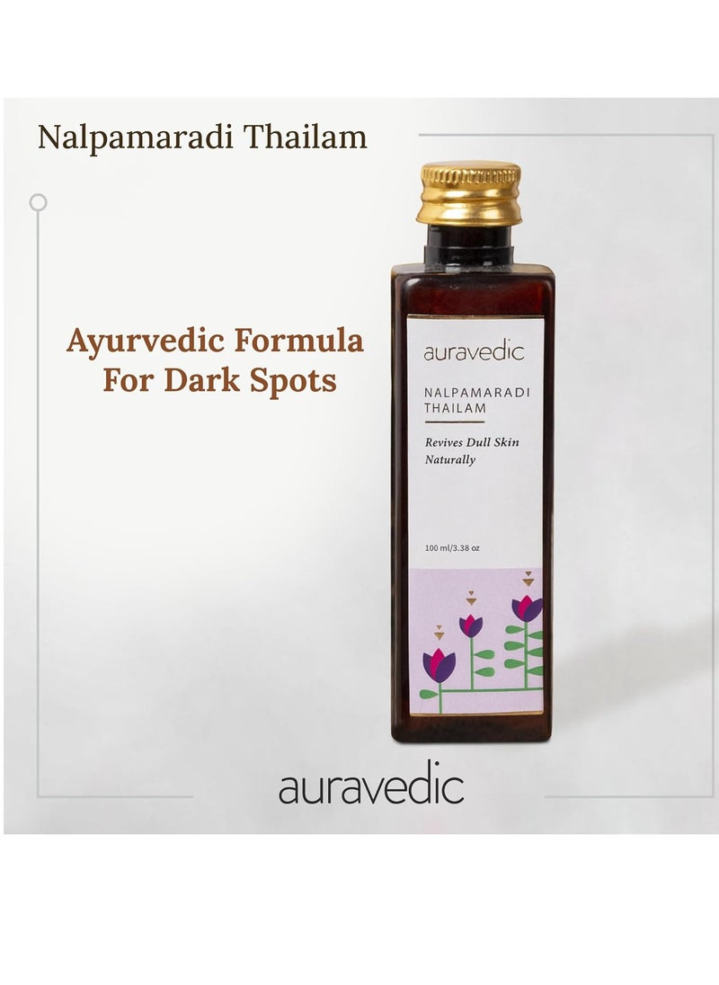 Auravedic Nalpamaradi Thailam Face Oil | Ayurvedic Massage Oil | Helps Revive Dull Skin & Reduce Facial Lines | Natural Moisturization with Vetiver & Sandalwood | 3.38 Fl Oz (100ml)  - Image 3