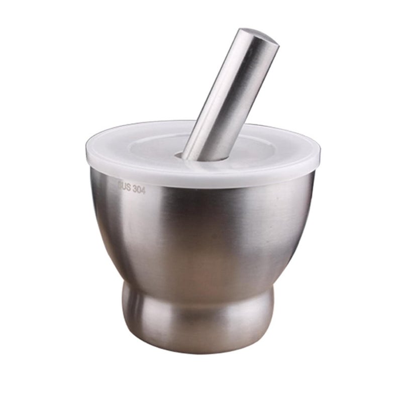 Mugath Stainless Steel Mortar and Pestle Set Mortar and Pestle Bowl Set Metal Grinder Pill Crusher Bowl Holder with Anti Slip Base for Guacamole Herbs Spices Garlic - Image 2
